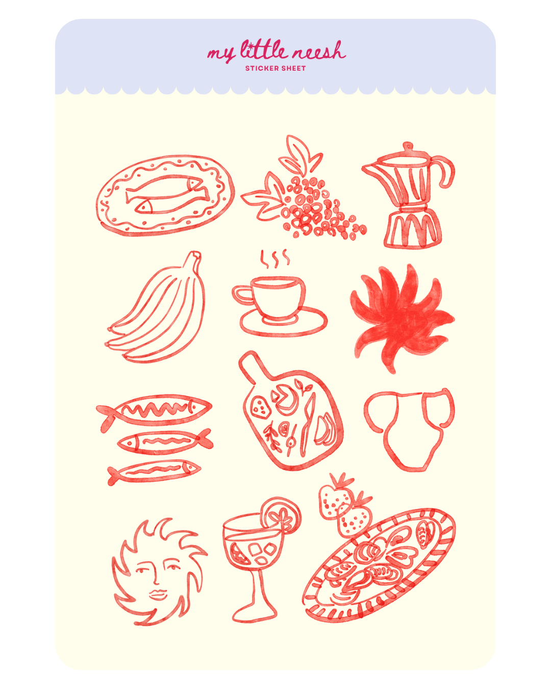 Mediterranean Summer Sticker Sheet - Red