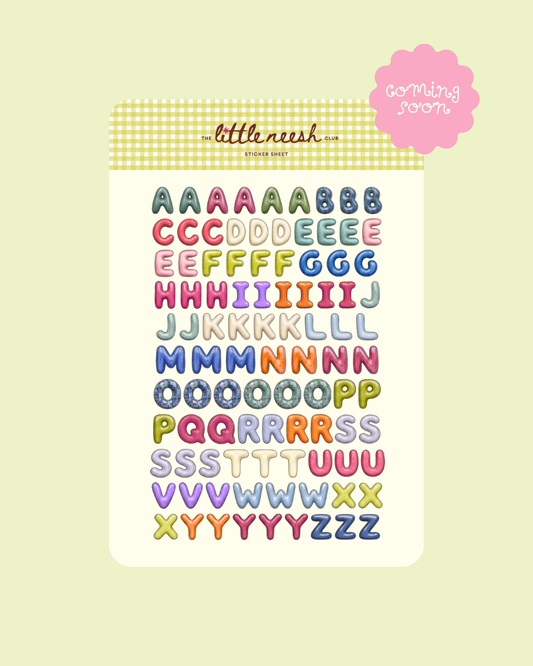 Glossy Clay Alphabet | Sticker Sheet