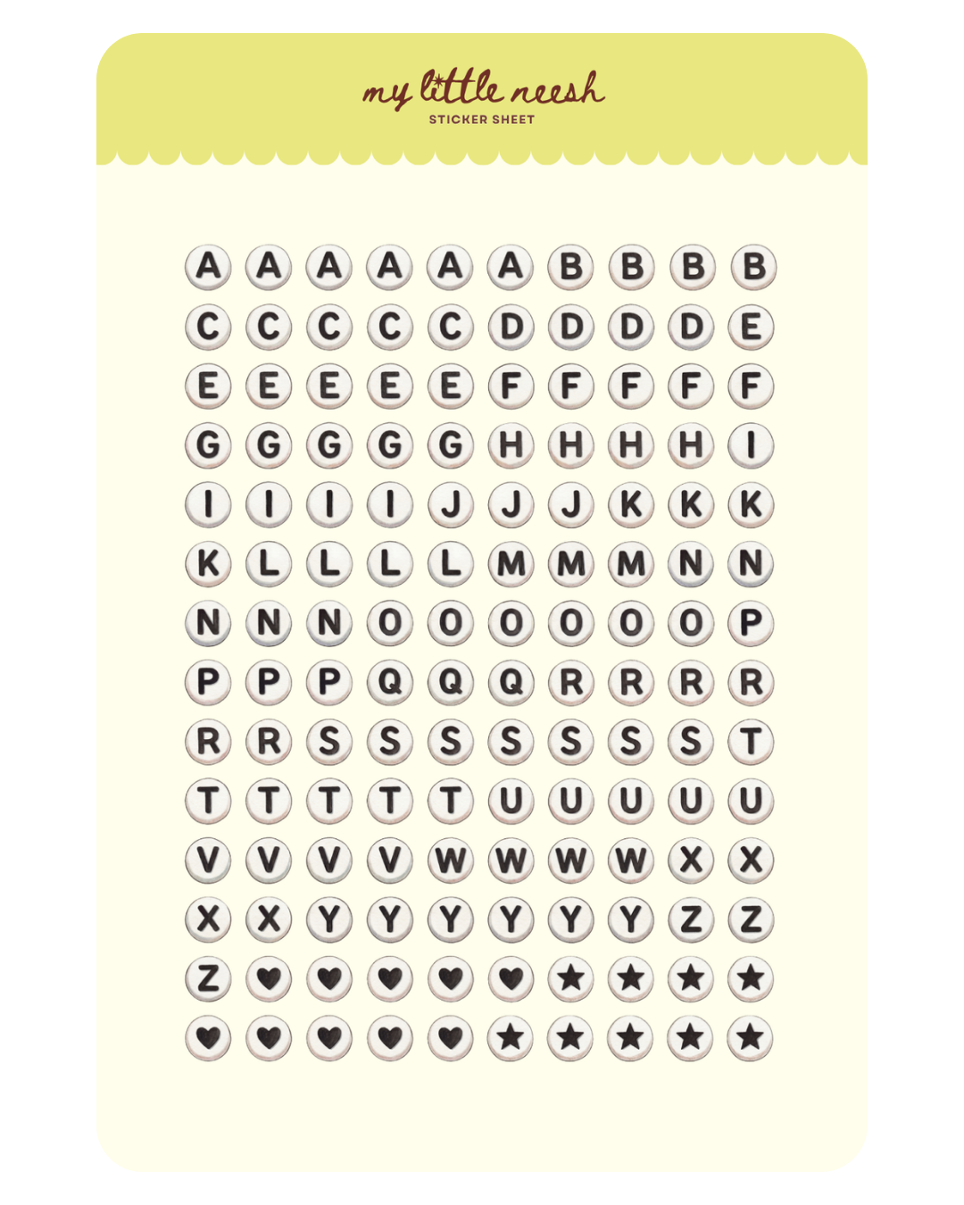 Friendship Bracelet Beads Sticker Sheet