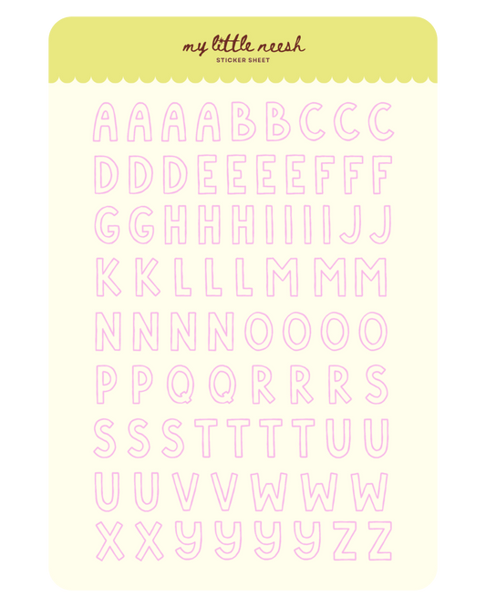 Pink Uppercase Alphabet Sticker Sheet