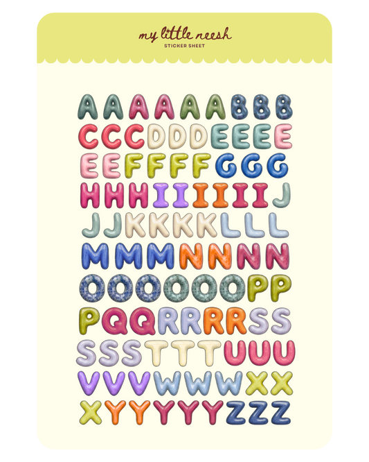 Glossy Clay Alphabet Sticker Sheet