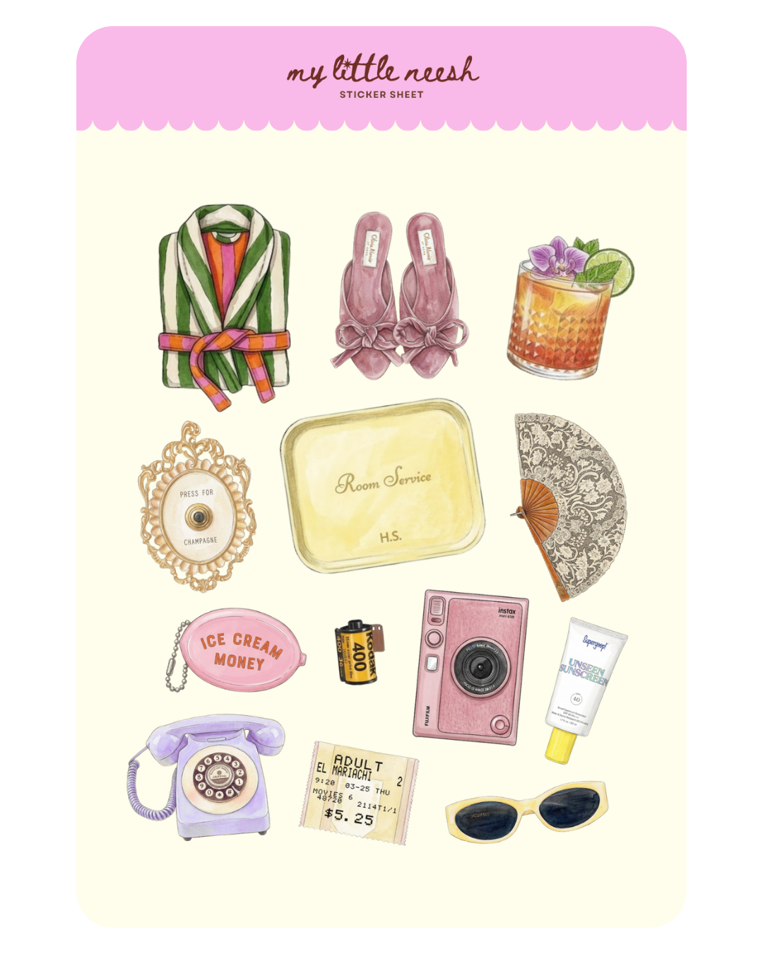 Hotel Vacay Sticker Sheet