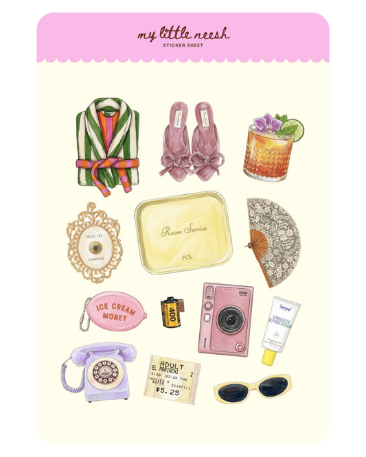 Hotel Vacay Sticker Sheet