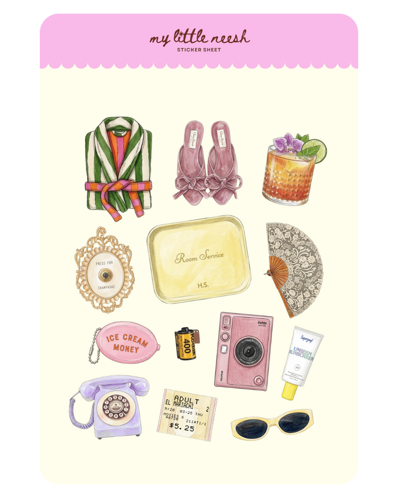 Hotel Vacay Sticker Sheet