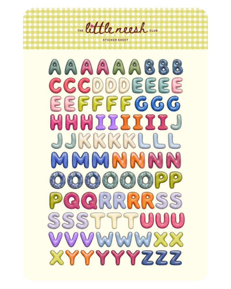 Glossy Clay Alphabet Sticker Sheet
